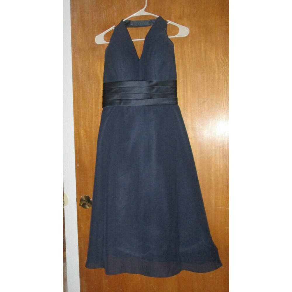 JJ's House Navy Halter Knee Length Evening Cocktail Dance Dress Size Medium